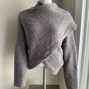 Asymmetrical Crochet Jessica Simpson Gray sweater